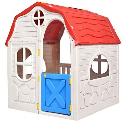 #ad Kids Cottage Playhouse Foldable Plastic Indoor Outdoor Toy Color: Multicolor $171.48