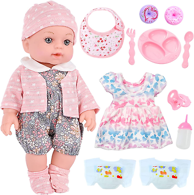 #ad UZIDBTO Realistic Baby Doll Set 12 Inch Newborn with Clothes and Accessories D $35.99