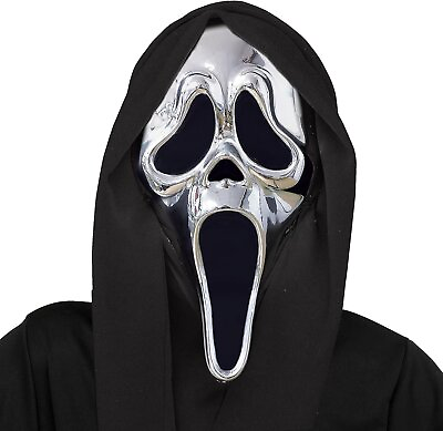 #ad FunWorld Officially Licensed Ghost Face Chrome Plated Mask Costume Accessory... $32.77
