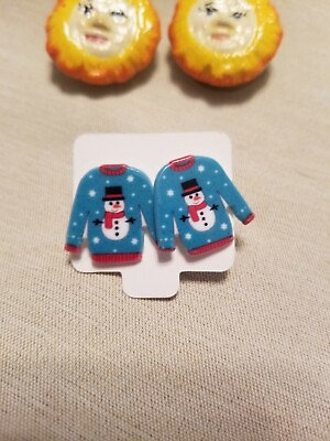 #ad Cute Holiday Earrings Ugly Sweater Earrings New without Tags Snowman Earrings $6.80