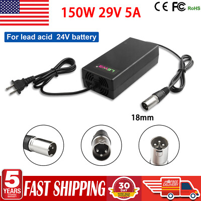 #ad 29V 5A Electric Battery Charger For 3 Pin XLR Lead Acid Mobility Bike Scooter $18.95