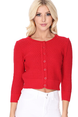 #ad YEMAK Women#x27;s Knit Pattern Cropped Button Down Casual Cardigan Sweater MK3514Y $20.10