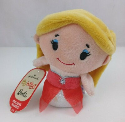 #ad New Hallmark Itty Bittys Holiday Barbie Blonde 4.5quot; Mini Bean Bag Plush $12.99