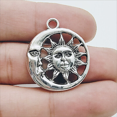 #ad 30pcs Moon Sun God Antique Silver Charms Pendants For jewelry making 28*24mm $4.99
