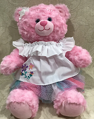 #ad Build A Bear Pink Cuddles Bear Plush Teddy Bear 16 “ Skirt W Blouse amp; Headband $8.00