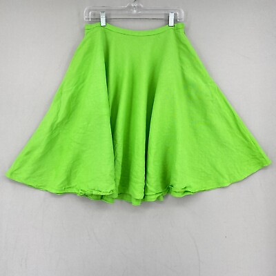 #ad Womens Ralph Lauren Polo 100% Linen Skirt Size 6 Green A Line Swing Pockets * $34.99