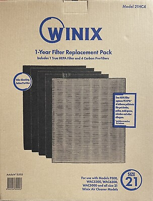 #ad Genuine Winix 21HC4 Hepa Filter 4 Carbon Pre filter Replacement Pack $34.88