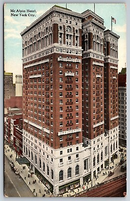 #ad McAlpin Hotel Birdseye View Overhead Rail New York City NY C1915 Postcard J25 $12.50