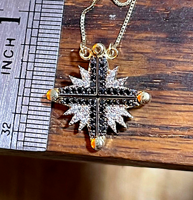 #ad 14k Gold Star of Bethlehem Cross Necklace Magnetic Pendant 60 Natural Diamonds $868.60