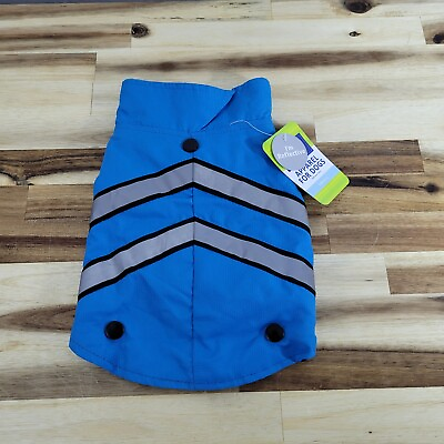 #ad Blue Top Paw 2 In 1 Reflective Dog fleece coat w detachable Rain Coat Small NWT $8.49