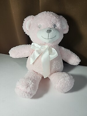 #ad Stephan Baby Light Pink Bear Plush With Ribbon Bow Stuffed Animal Toy $13.49