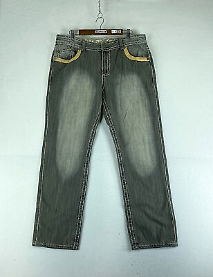 #ad Ten 25 Peter Mens Jeans Gray Tag Size 38 37x32 Straight Leg Denim Wash $18.78