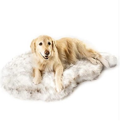 Treat A Dog Puprug Faux Fur Memory Foam Small Med. Curve Curve White $71.24