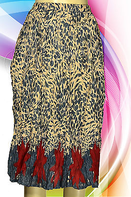 #ad Ladies 100% Cotton CRINKLE Skirt Indian Hippie Rock RETRO Multi Color Animal Pri $14.99