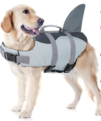 #ad Sz L 25 40 lbs Dog PET FLOTATION AID Heart to Tail LIFE JACKET VEST SHark Fin $22.00