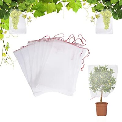 #ad 5 Pcs Plant Protection Bags 4.6ft X 3.5ft Netting Bags With Drawstring Fruit Tre $22.92