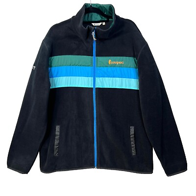 #ad Cotopaxi Teca Jacket Fleece Mens Large Black Blue Fleece Full Zip *LOGO* $59.88