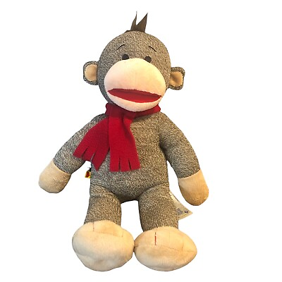 #ad Build A Bear Nick Sock Monkey Holiday Red Scarf Plush Stuffed Toy 18 Inches $11.97