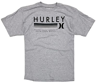 #ad Hurley Men#x27;s Blender Graphic Short Sleeve Tee T Shirt in Heather Grey $16.99