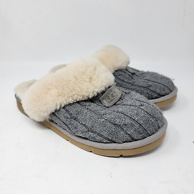 #ad Ugg Australia Women#x27;s Size 9 Cozy Knit Slippers Heather Gray Cable Knit $29.99