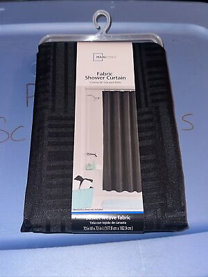 #ad Mainstays Henderson Rich Black Basket Weave Fabric Shower Curtain 70 in x 72 in $15.00