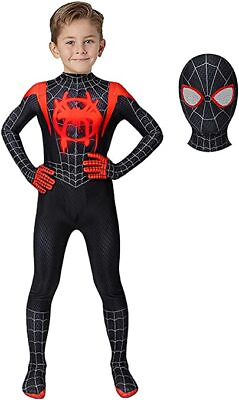 Miles Morales Spiderman Costumes Kid#x27;s Halloween Bodysuits Spandex Jumpsuit Gift $20.69