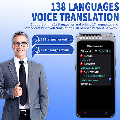 #ad 5.0quot; 138 Language Smart Translator Device Two Way offline Voice Translation Z6 $71.87