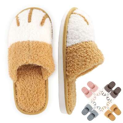 #ad Women Memory Faux Fluffy Slippers Comfortable House Shoes Fuzzy Indoor Slippers $12.59
