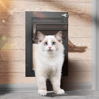 #ad Pet Door for Wall Cat Door and Doggy Door Dog Door with Aluminum Small Black $102.77