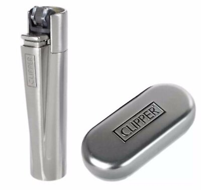 #ad 1 x Clipper Silver Full Size Refillable Metal Lighter Brushed Or Shiny $14.99