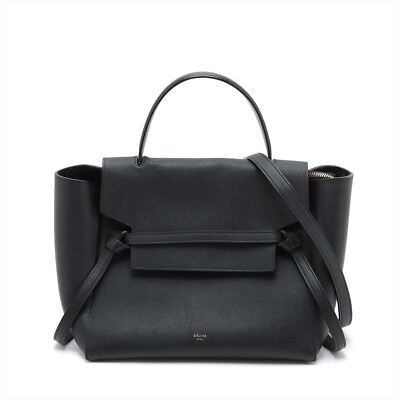 #ad Celine Belt Bag Mini Leather 2WAY Handbag Black $895.69
