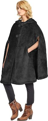 #ad Womens Poncho Cape Sherpa Fleece Cloak Coat Snuggly Hooded Wearable Blanket Gift $29.99