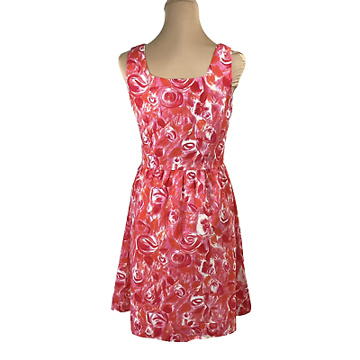 #ad Garnet Hill Size 10 Fit amp; Flare Sundress Dress Red amp; Pink Spring Floral Cotton $29.97