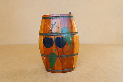 #ad Wood Barrel Vintage Wooden Barrel Canteen Cask Pocket Size for Sale Mid century $58.90