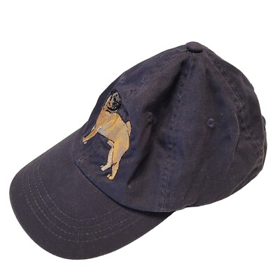 #ad GR8 Dogs Pug Hat Blue Adjustable Strapback Hat $14.95