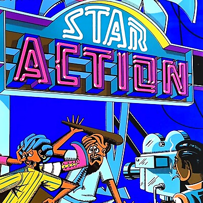 #ad Williams Star Action Pinball Machine Game Backglass ORIGINAL $234.77