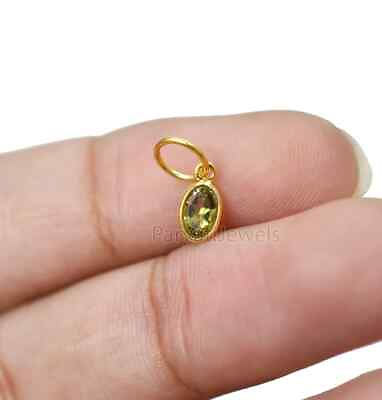 #ad Green Sapphire Cut Solid 18K Gold Charms Birthday Gift For Wife Charms Pendant $45.71