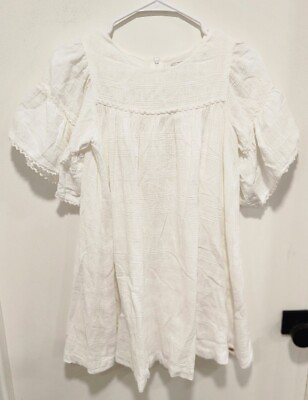 #ad TARTINE ET CHOCOLAT Cotton Girls Size 12 White Muslin Dress Originally $125 $99.99