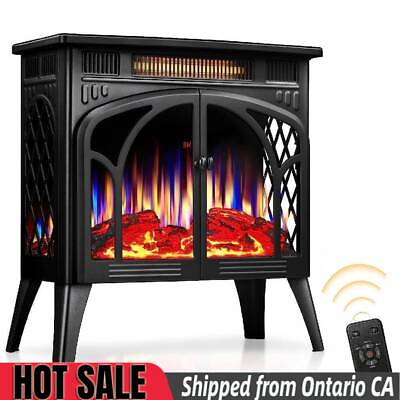 #ad 26.5#x27;#x27; Black Electric Fireplace Stove Heater Realistic Flame from Ontario CA $139.99