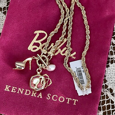 #ad Barbie™ x Kendra Scott Gold Charm Convertible Necklace…3 Charms…NWT FREE SHIP $155.00