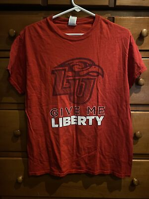 #ad Liberty University Flames T Shirt Mens Medium Gildan Red c1 $15.40