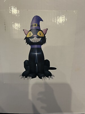 #ad 8 Ft Halloween Black Cat with Witch Hat $70.00