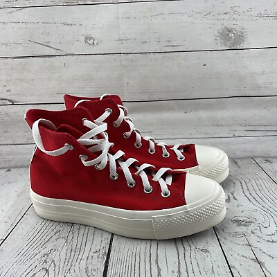 #ad Red And White Thick Bottom Converse Size 9 $30.00