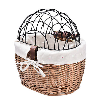 #ad Bike Wicker Pet Basket Bike Basket for Small Dogs Cats Pet Carrier Detachable $54.99