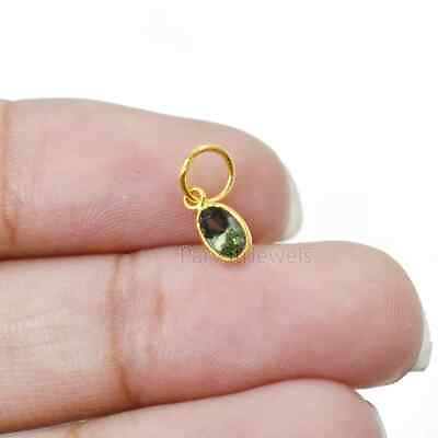 #ad Green Sapphire Cut Solid 18K Gold Charms Birthday Gift For Mom Charms Pendant $46.58