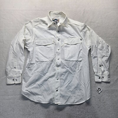 #ad Exofficio Solid White Double Pockets Snap Button Up Shirt Adult Men#x27;s S Small $16.00
