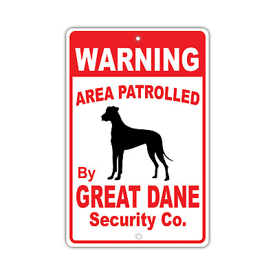 Warning Area Patrolled by Great Dane Dog Owner Wall Portable Aluminum Metal Sign $11.49