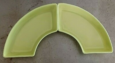 2 chartreuse lazy susan ceramic dishes $13.00