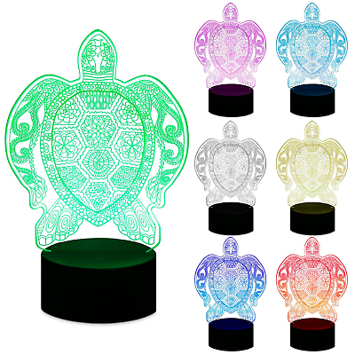 #ad 3D Hologram Lamp Turtle Night Light Optical Illusion Lamp LED Turtle Lights Co $15.86