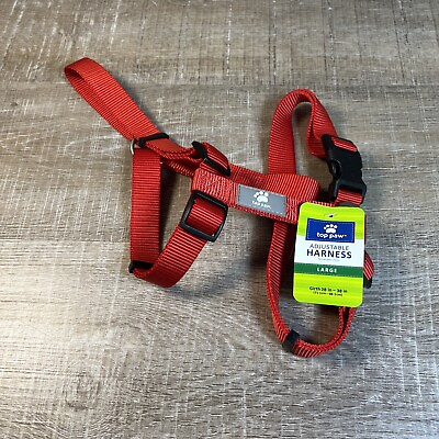 #ad NEW Top Paw Signature Red Adjustable Harness Dog Large 28” 38” Girth NWT $7.99